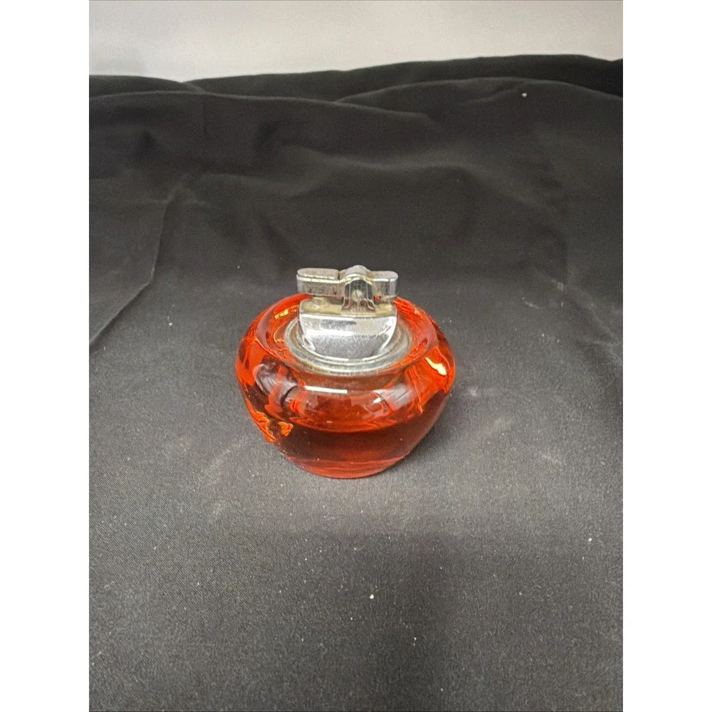 Vintage Viking Glass Orb Table Lighter Orange Mid-Century MCM Persimmon